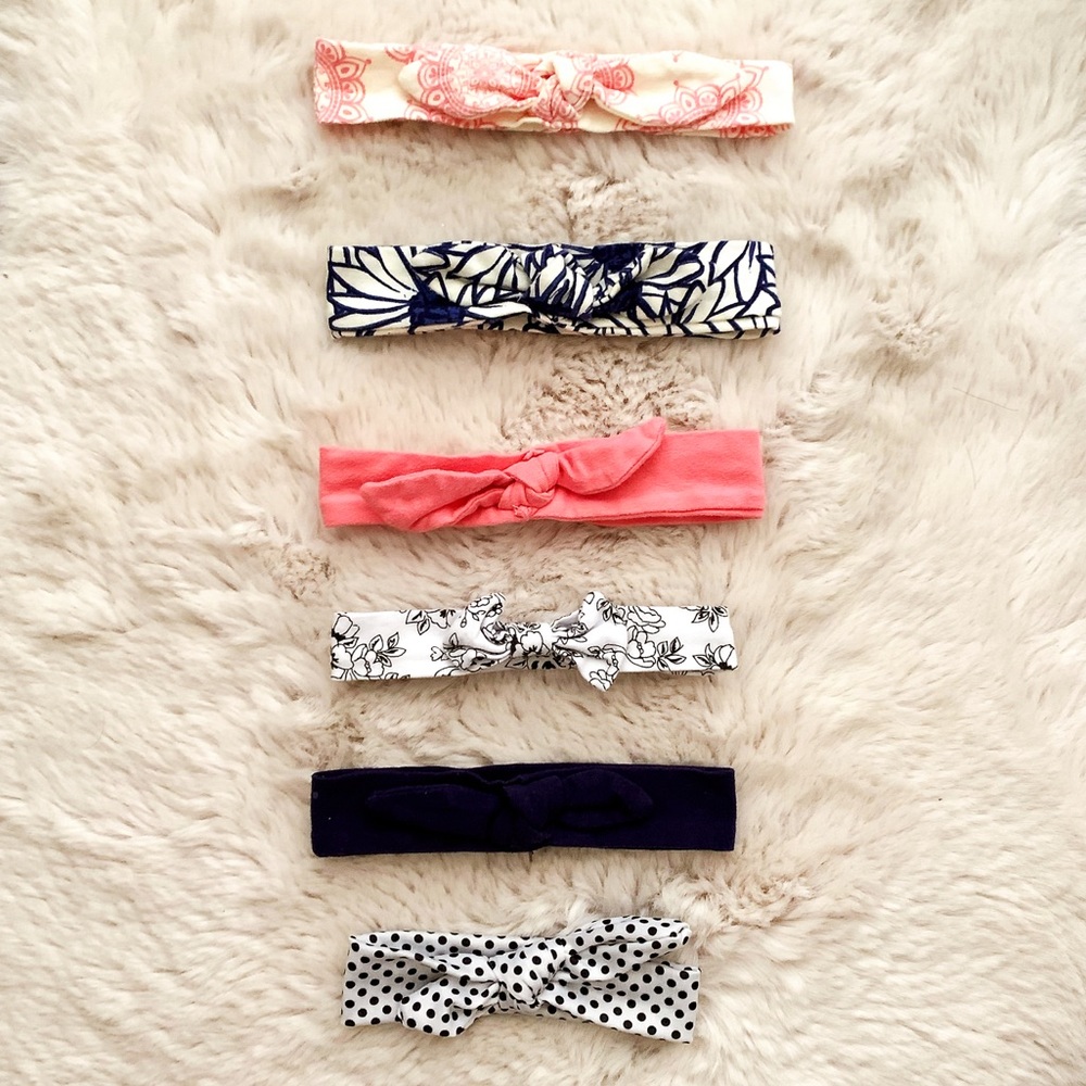 6 pieces Bow Headband 4 patterns 2 plain colors